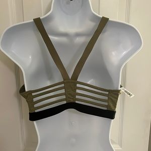 Army Green Strappy Sports Bra